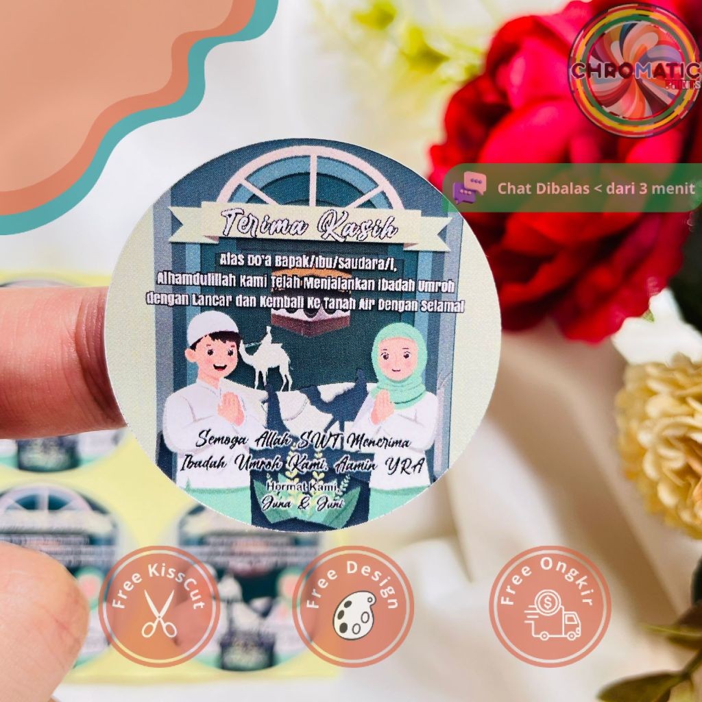 

chromatic 5-8 Stiker Gift Umroh Chromo Bulat Sticker Label Souvenir Naik Haji Free Desain Uk.Sedang