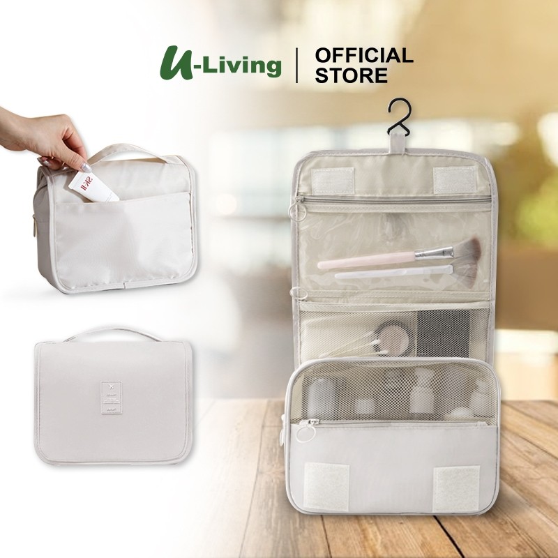 U-Living Tas Make Up Tas Flip Gantung Tas Travel Pouch Organizer Kosmetik Dengan Kait Waterproof Kap