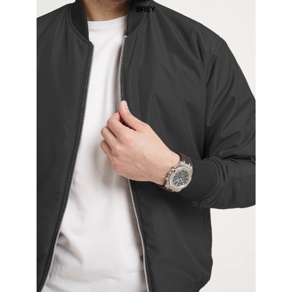 Jaket Pria Bomber Hitam Black Jacket Parasut Windbreaker Riding Touring Anti Angin Keren Basic Simpl