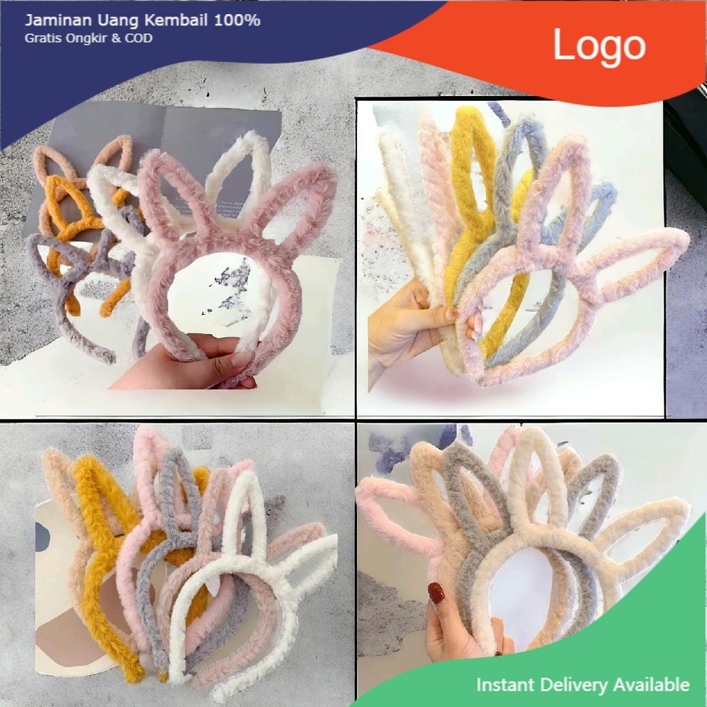 Bando Bulu Wanita Motif Telinga Kelinci / Bandana Telinga Kelinci Dewasa bando korea jepit  jepun He