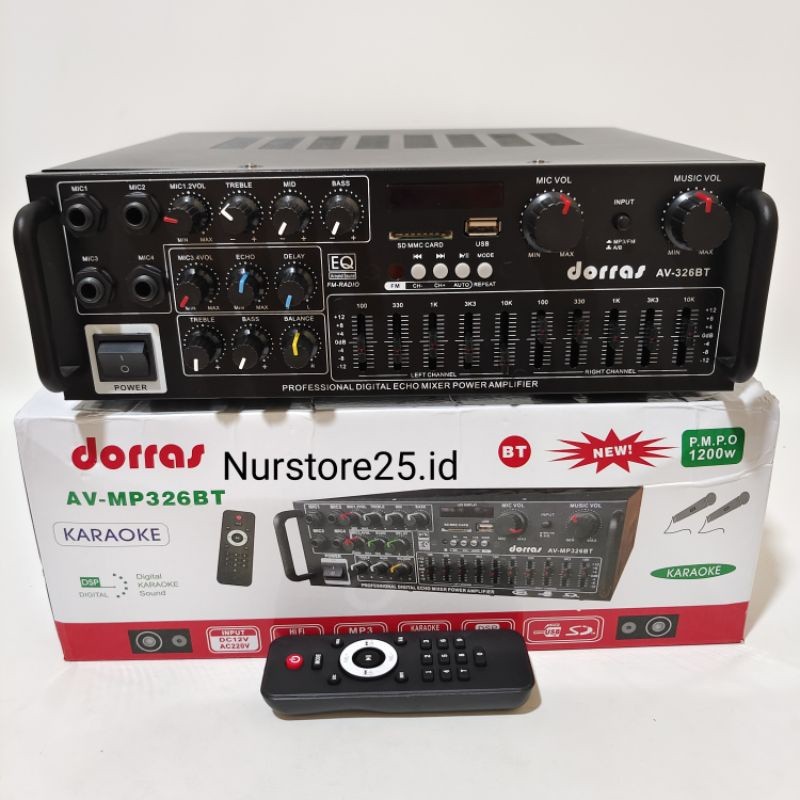 Serba Cod Power Amplifier Bluetooth DORRAS AV-MP326BT Karaoke Stereo MP3 Player Ampli Bluetooth Kara