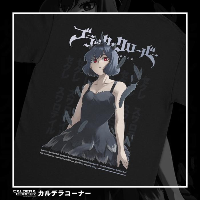 Kaos Anime Black Clover Secre Swallowtail Nero Digital Print