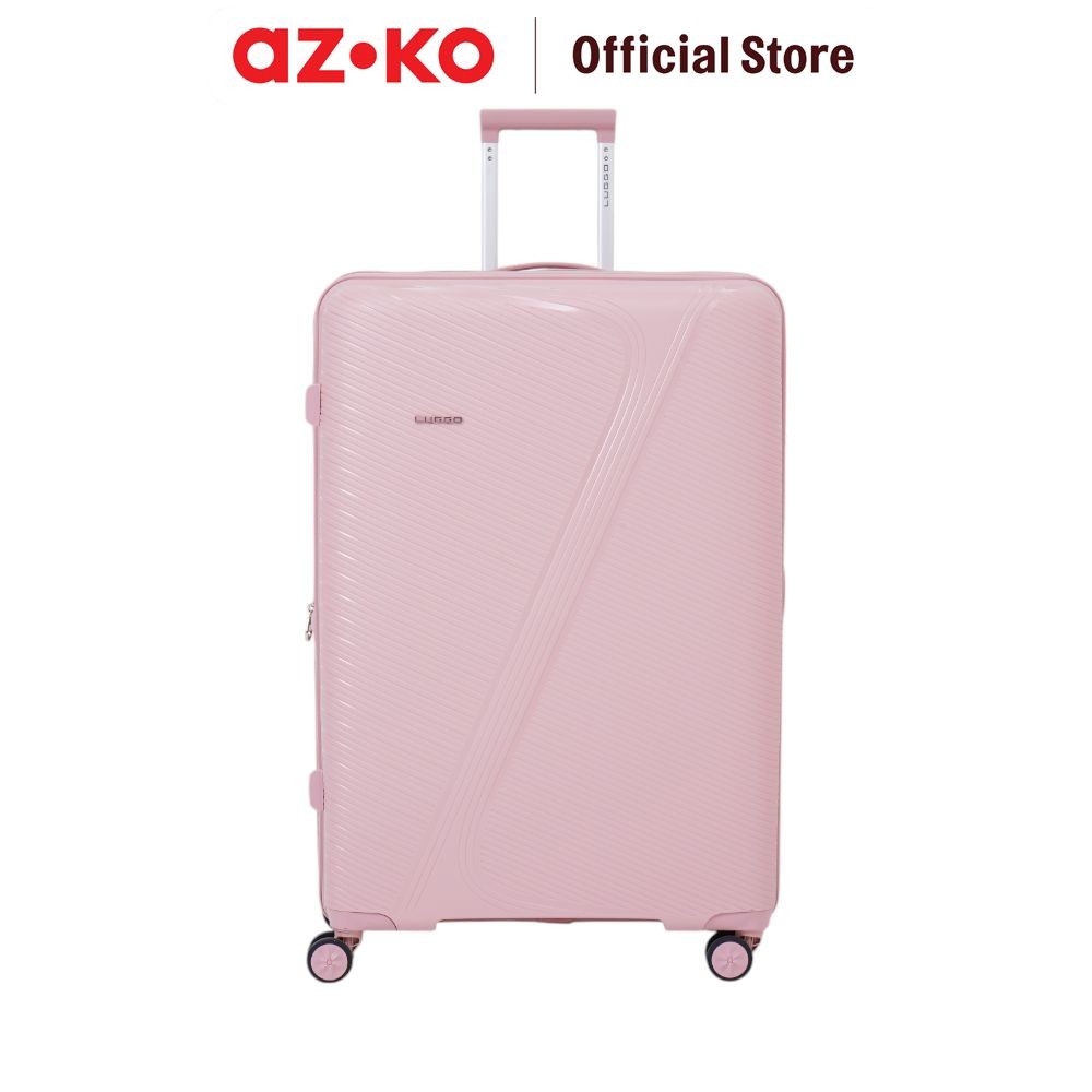 AZKO Luggo Leora Koper Pp Tsa Pink Rose Lock Luggage Koper Bagasi Tas Jalan-Jalan Travel Bag Tas Rod