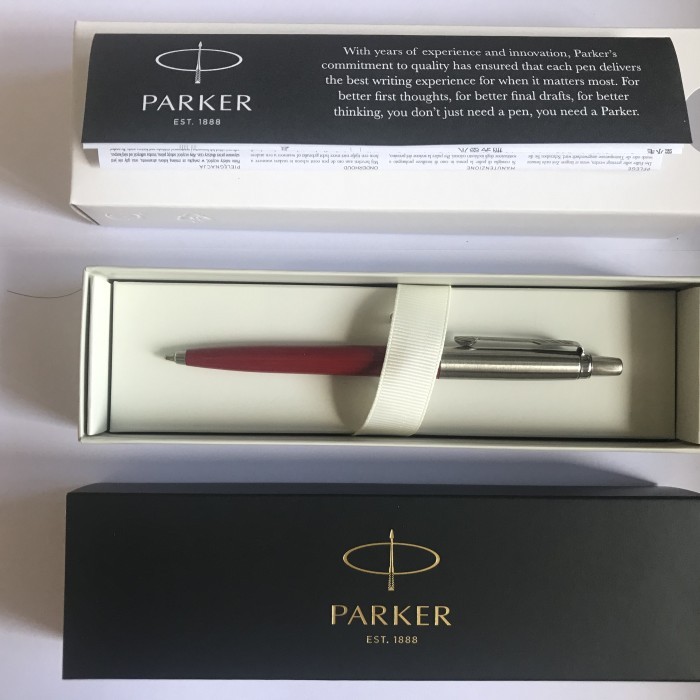 

[Promo]-BEST SELLER Pulpen Parker Jotter SPC Ballpoint Merah Crome Trime ( Klip silver )