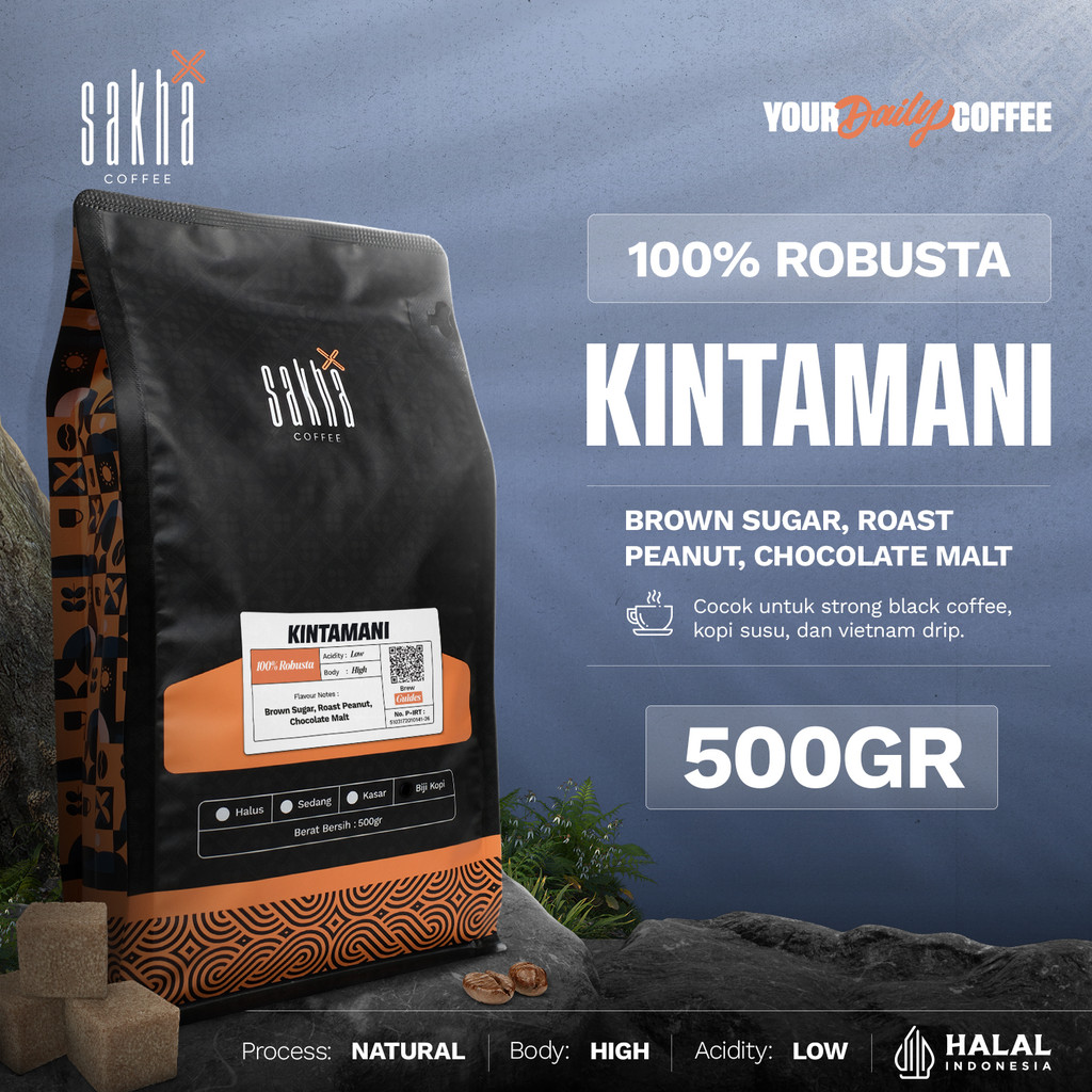 

Biji Kopi Bubuk Robusta Bali Kintamani Sakha Coffee Roastery 500 Gram