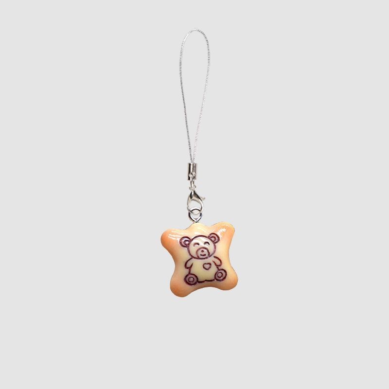 Love Bear Biscuit Phone Charms Pendant Cute Kawaii Anime Keychain Accessories For iPhone XR Schoolba