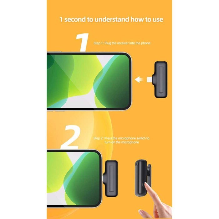 Mic Wireless Clip On  Lightning Microphone Hp Vlog Live Podcast