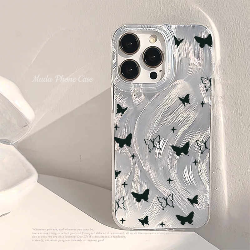 OPPO Casing Hp Silver Feather Hologram TPU Case For OPPO A55 A7 A17 A3X A15 A38 A77 A53 A33 A32 A3S 