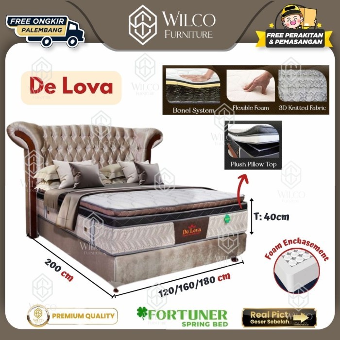 Kasur Springbed De Lova Fortuner / Matras Fortuner Foam Enchasment / Kasur Plushtop Empuk Tebal 40 C