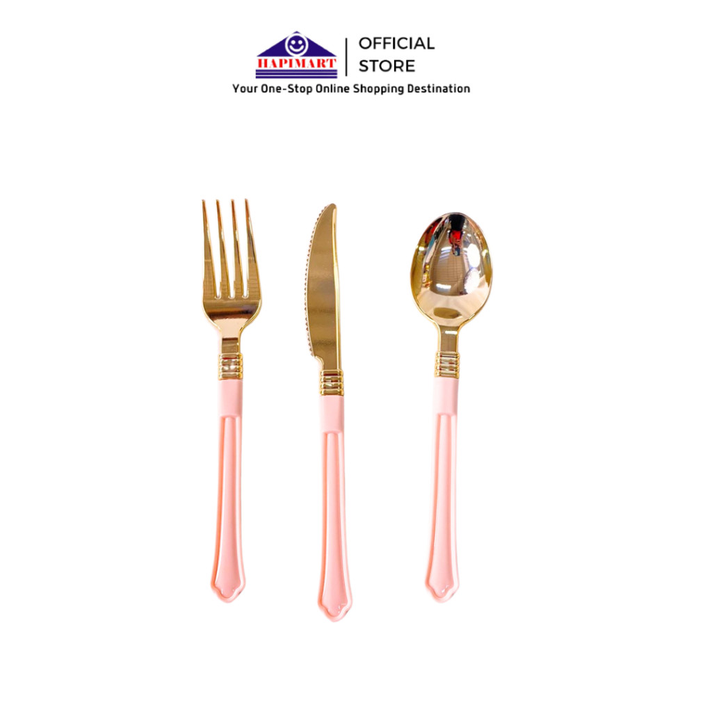 Set Sendok Garpu Pisau Kue Plastik Cutlery 12pcs Warna Pink/ Sendok Garpu Pisau Kue Dekorasi Kue Ula