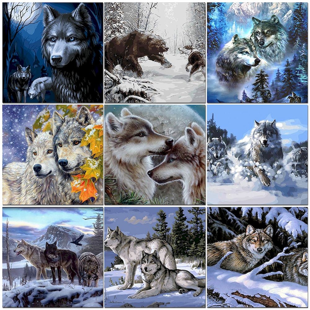 

Painting By Numbers Wolf Oil Pictures For Adults DIY Craft Kits Frame On Canvas Acylic Paint Coloring By Numbers Decoration Art
