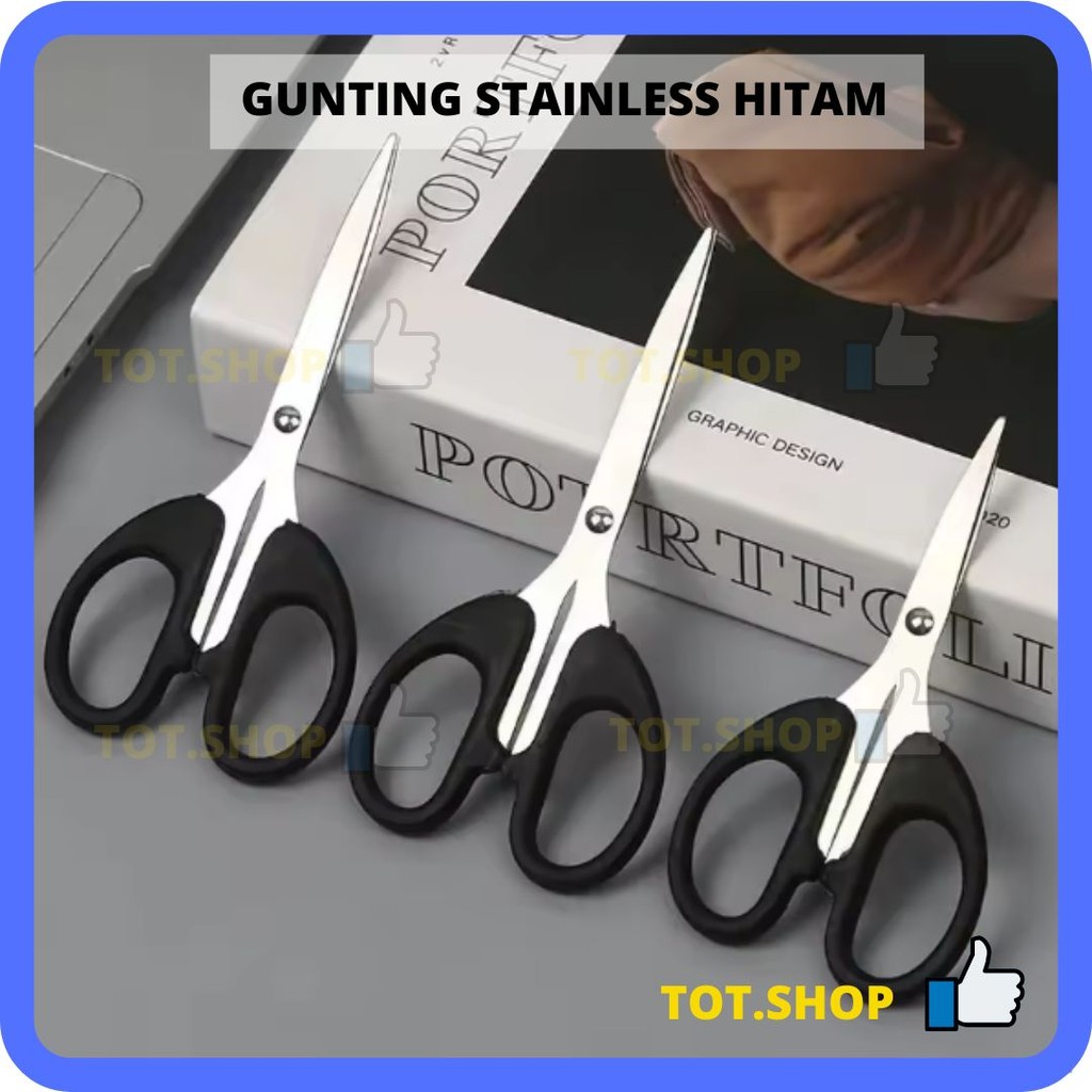 

Gunting stainless hitam S002/S003/S004 Office Scissors Alat pemotong barang serbaguna gunting kertas