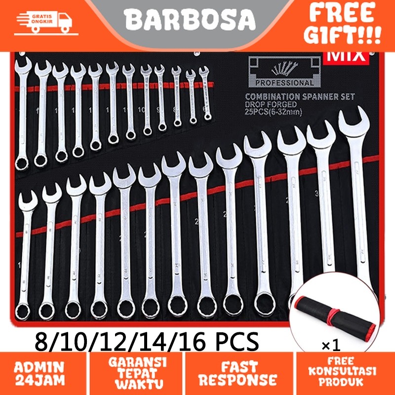 Kunci Ring Pas Set 8-16 Pcs 6-32mm Kunci Pas/Kunci Ring Pas Set Tool Kunci Ring