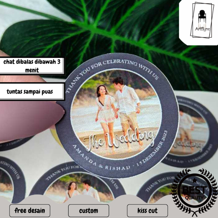 

Syncart 9-15 Print Sticker Wedding Souvenir Stiker Bulat Chromo Custom Ucapan Nikah Free Desain
