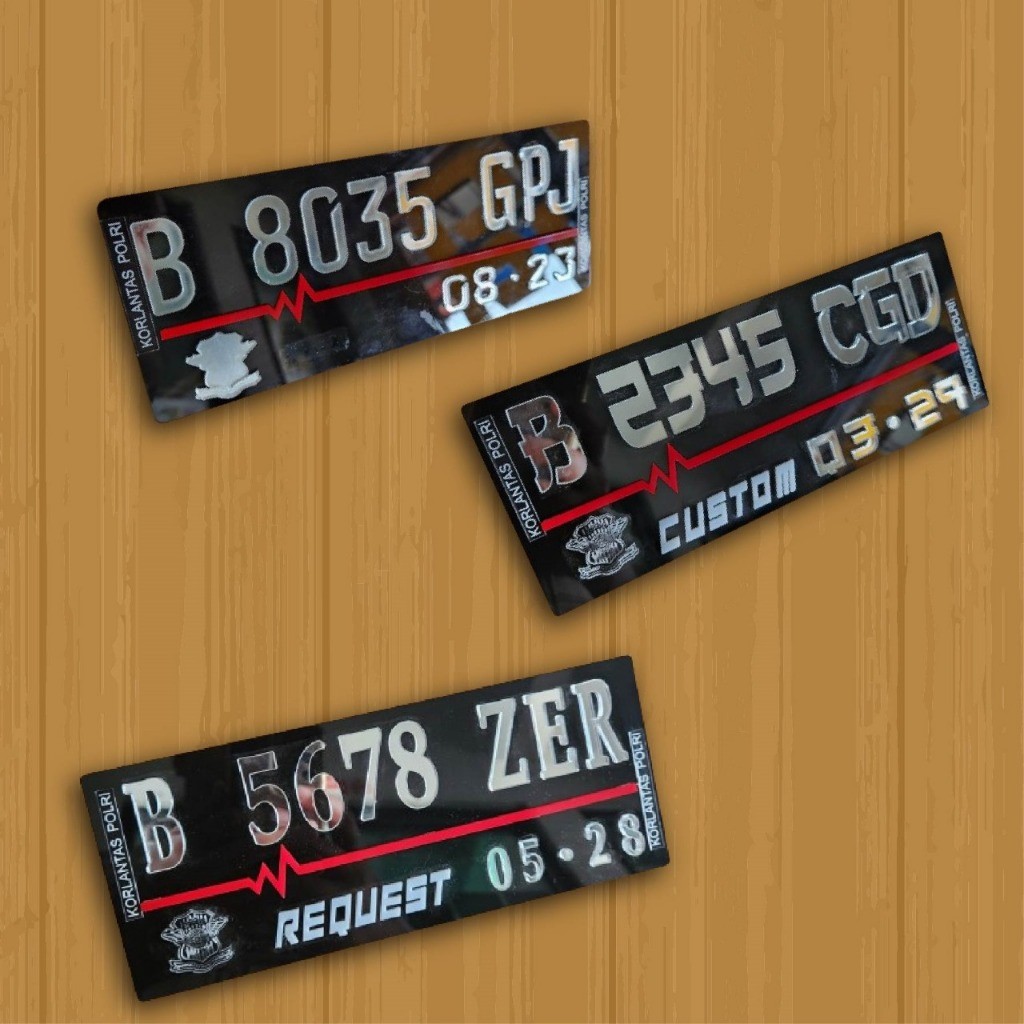 Plat Nomor Motor Akrilik Hitam angka Chrome Bisa Request Nama