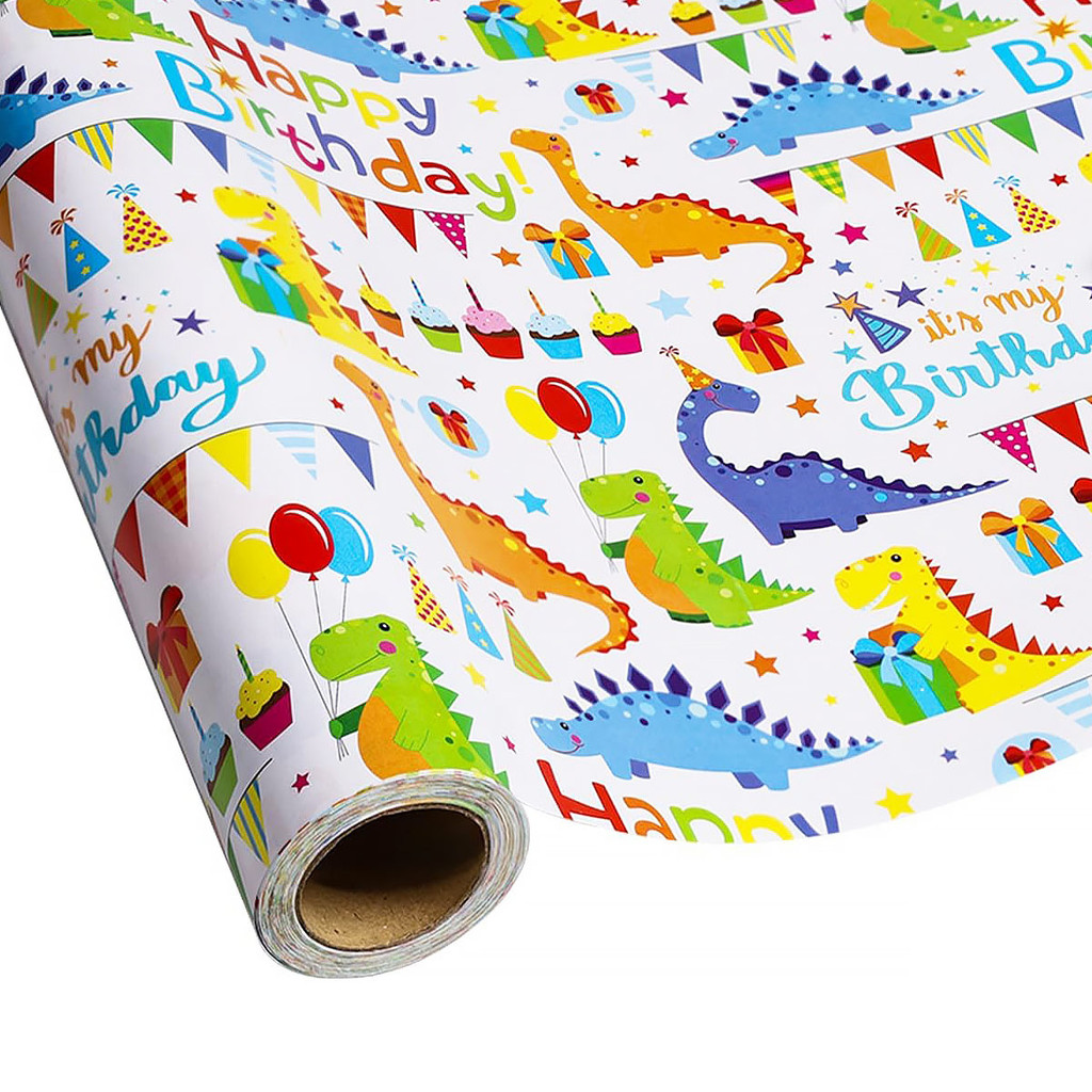 

1 Roll,20inch-49feet,Dinosaur Wrapping Paper Waterproof and Easy to Clean,Funny Wrap for Kids Holiday Party Festival Anniversary