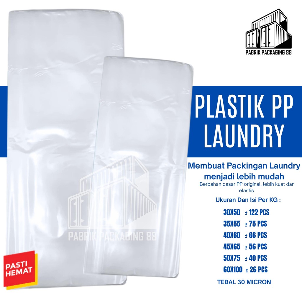 1KG Plastik Laundry PP Bening Kantong Plastik Packing Baju Londry Buket Bucket Kiloan 500Gram Tebal