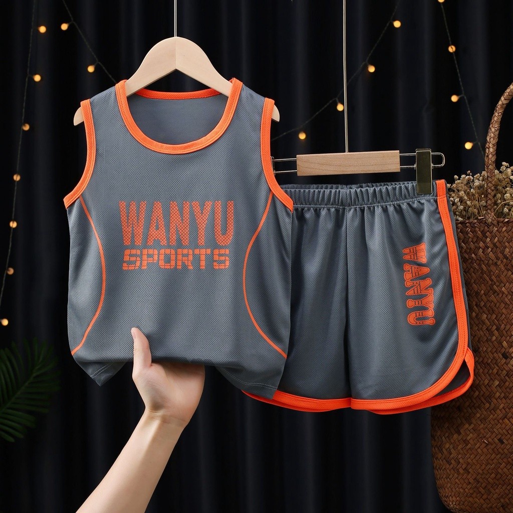 Import PREMIUM Motif WANYU Sport Baju Basket Olahraga Kaos Singlet Anak Setelan