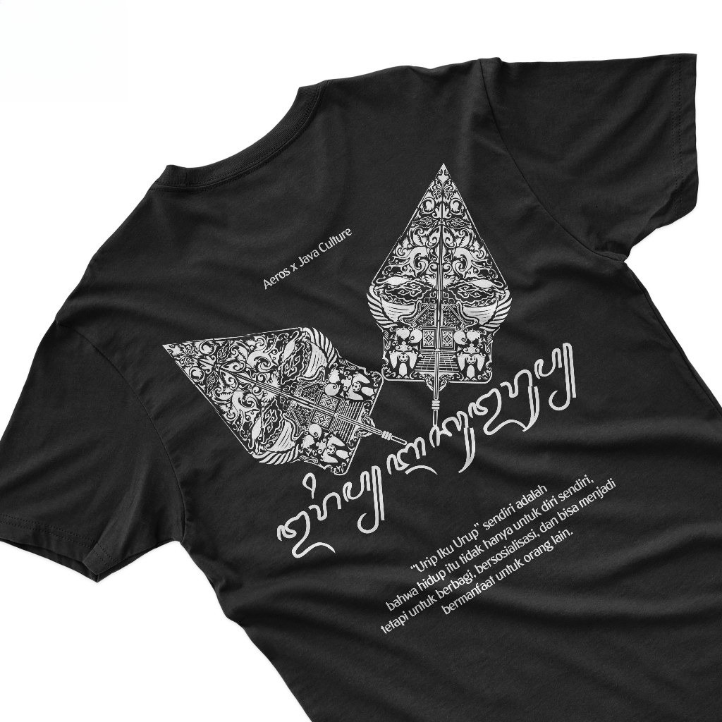 Aeros x Java Culture Kaos Aksara Jawa Urip Iku Urup Cotton Combed 24s Tshirt Jawa Pria Wanita Unisex