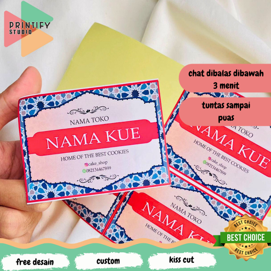 

Printify Sticker Label Idul Fitri - Sticker Toples Kue Kering - Stiker Persegi Panjang bahan chromo