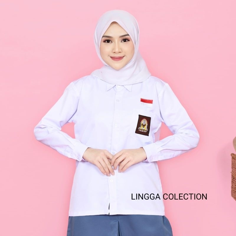 Seragam Sekolah wanita SMA Kemeja Putih Lengan Panjang