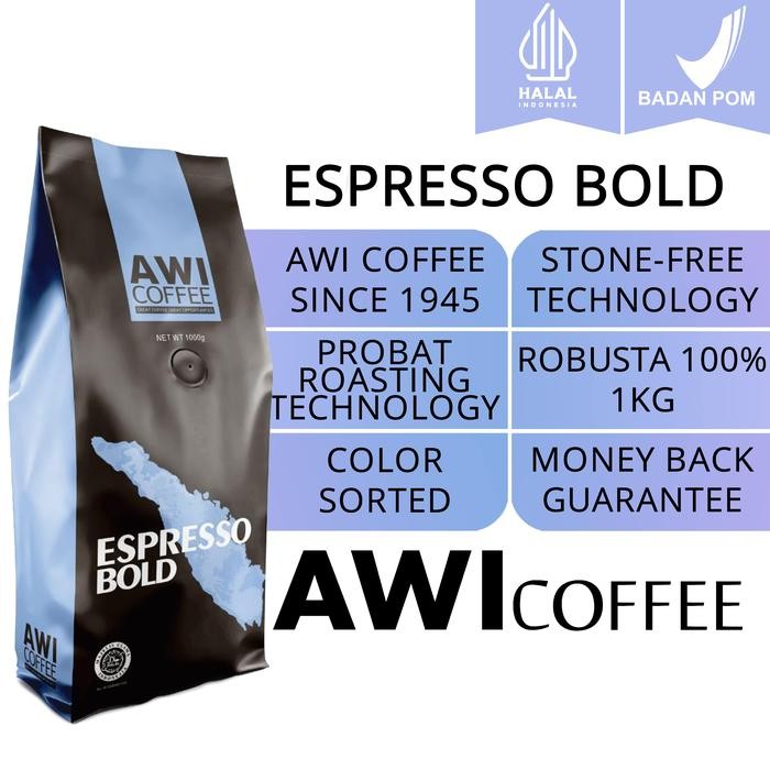 

Awi Coffee Espresso Bold Biji 1Kg | Roasted Coffee Beans | Robusta | Premium Grade 1 - Beans(Biji)