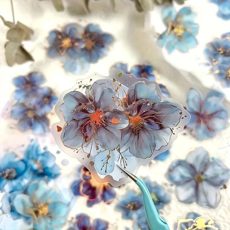 

A Pack Of 20 Sheets Of Vintage Flower Gorgeous Flower Letter Materials DIY Decoration Collage Base Scrapbook PET Stickers