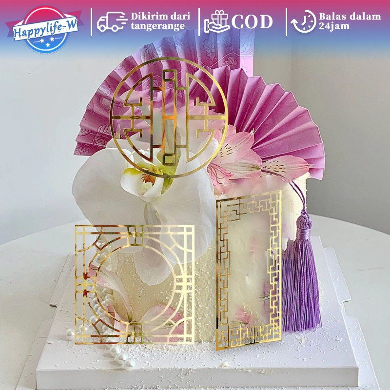 

Topper Cake Akrilik Imlek 10pcs Hiasan Kue Tema Tradisional Cina Topper Kue Lukisan China