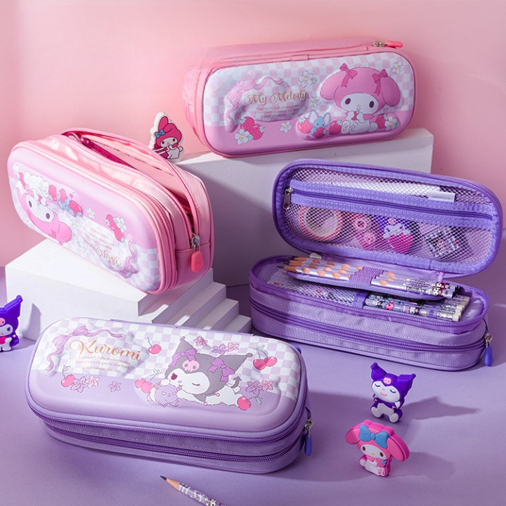

( OTH1257 ) Kotak tempat pensil pencil case organizer 3D anak perempuan - sanrio kuromi melody - pink merah muda purple ungu