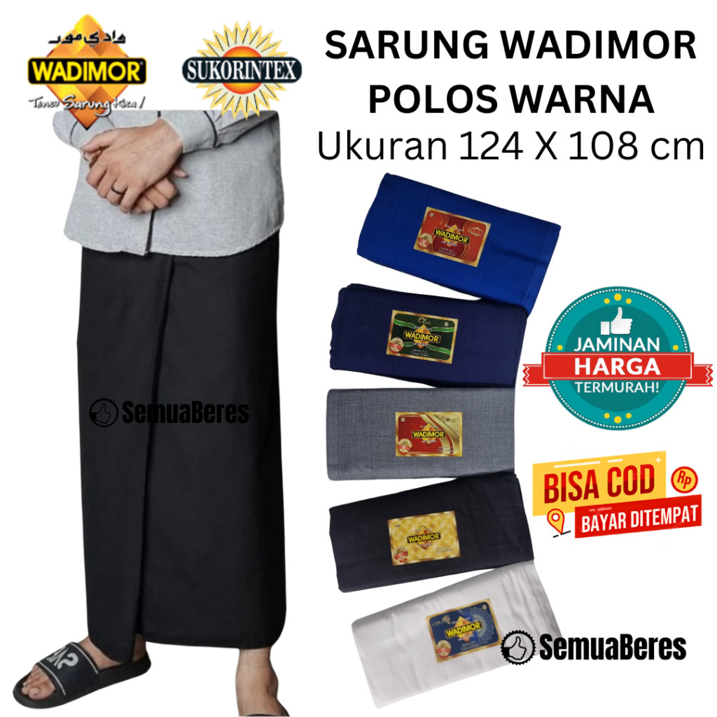 BAHAN PREMIUM / Sarung WADIMOR POLOS WARNA Hitam / Putih / Abu / Navy / Biru / Tumpal - Sarung Shola