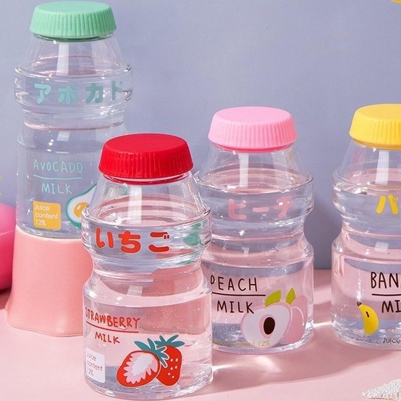 BOTOL YAKULT BESAR JUMBO TRANSPARENT BENING SUSU ACRYLIC STRAWBERRY PEACH MILK JAPAN KAWAII JEPANG B