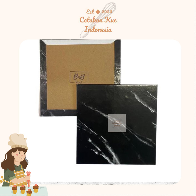 {CKI} Tatakan Kue Tart / Alas Kue/ Cake Board/ Hardcover Marble Black / Tatakan Kue Marble Hitam