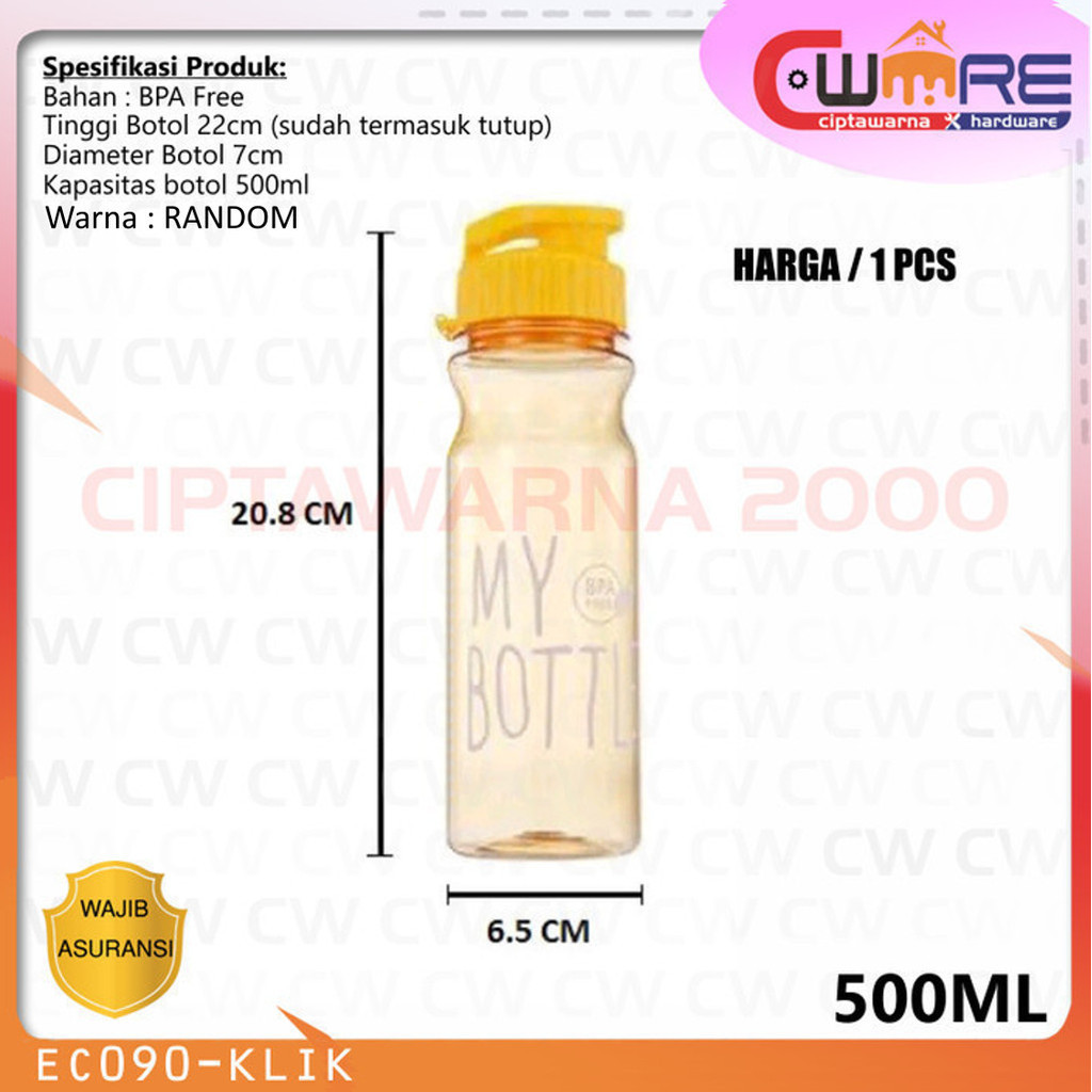 Botol Air Minum Anak Sekolah My Bottle Klik Wadah Minuman Souvernir 500ml - SMT CW2H
