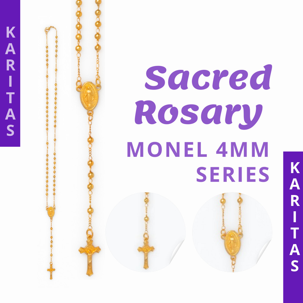 KALUNG ROSARIO KATOLIK MONEL 4 MM / KALUNG ROSARIO KATOLIK / ROSARIO EMAS