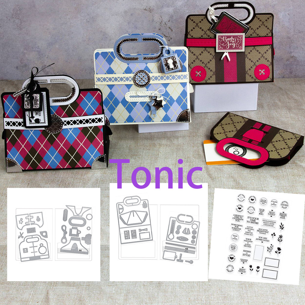 

Handbag Box Metal Cutting Dies Elegant Argyle Die Set for DIY Scrapbook Greeting Card Decorative Embossing Craft Template New