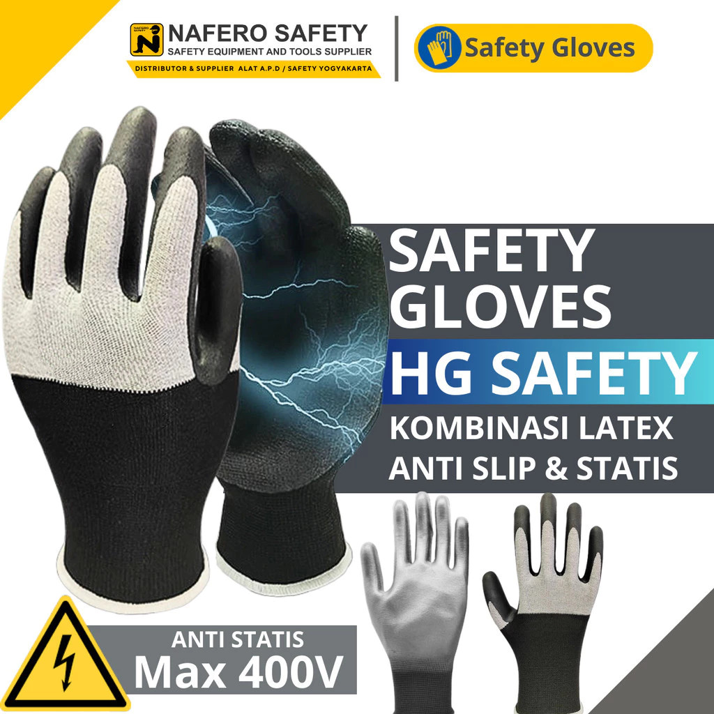 Sarung Tangan Listrik Anti Statis 400V HGSAFETY Sarung Tangan Karet Latex Insulasi Gloves