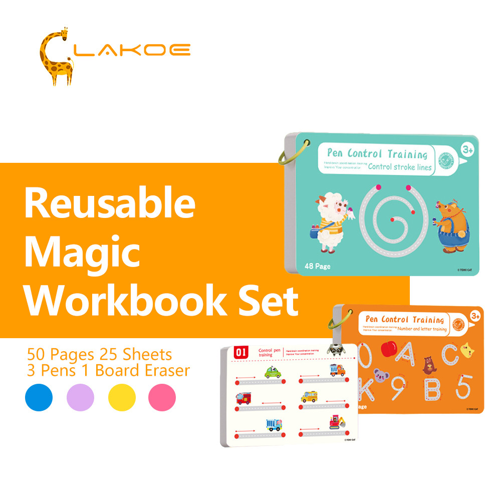 

LAKOEOFFICIALMALL 48 Page Buku Ajaib Anak Reusable Magical Tracing Workbook Buku Activity Set Mainan Edukasi Menggambar Latihan