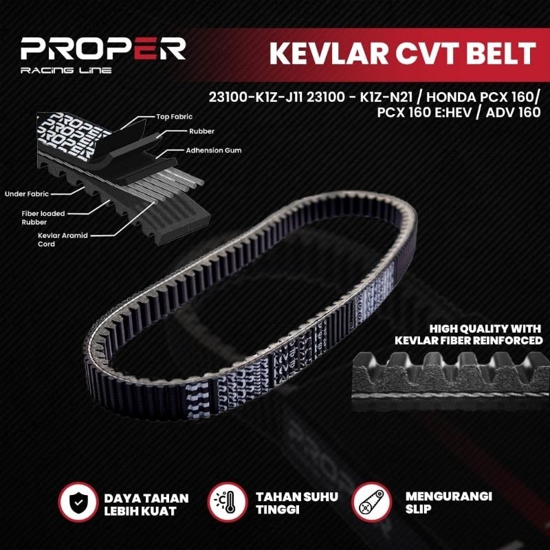 KEVLAR CVT BELT HONDA PCX 160 / ADV 160 23100-K1Z-J11/N21 PROPER RACING LINE V-BELT VBELT VANBELT K1