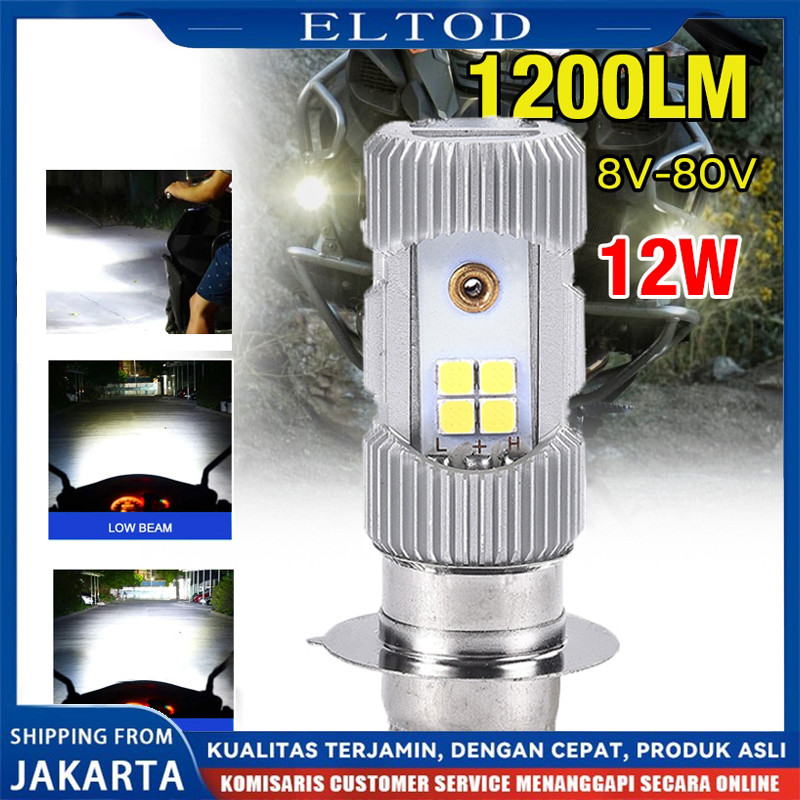 LAMPU DEPAN MOTOR LED  LED 2SISI H6 ARUS DC P15D M5 BST BOHLAM LAMPU DEPAN MOTOR LED HS1 H4 12V KAKI