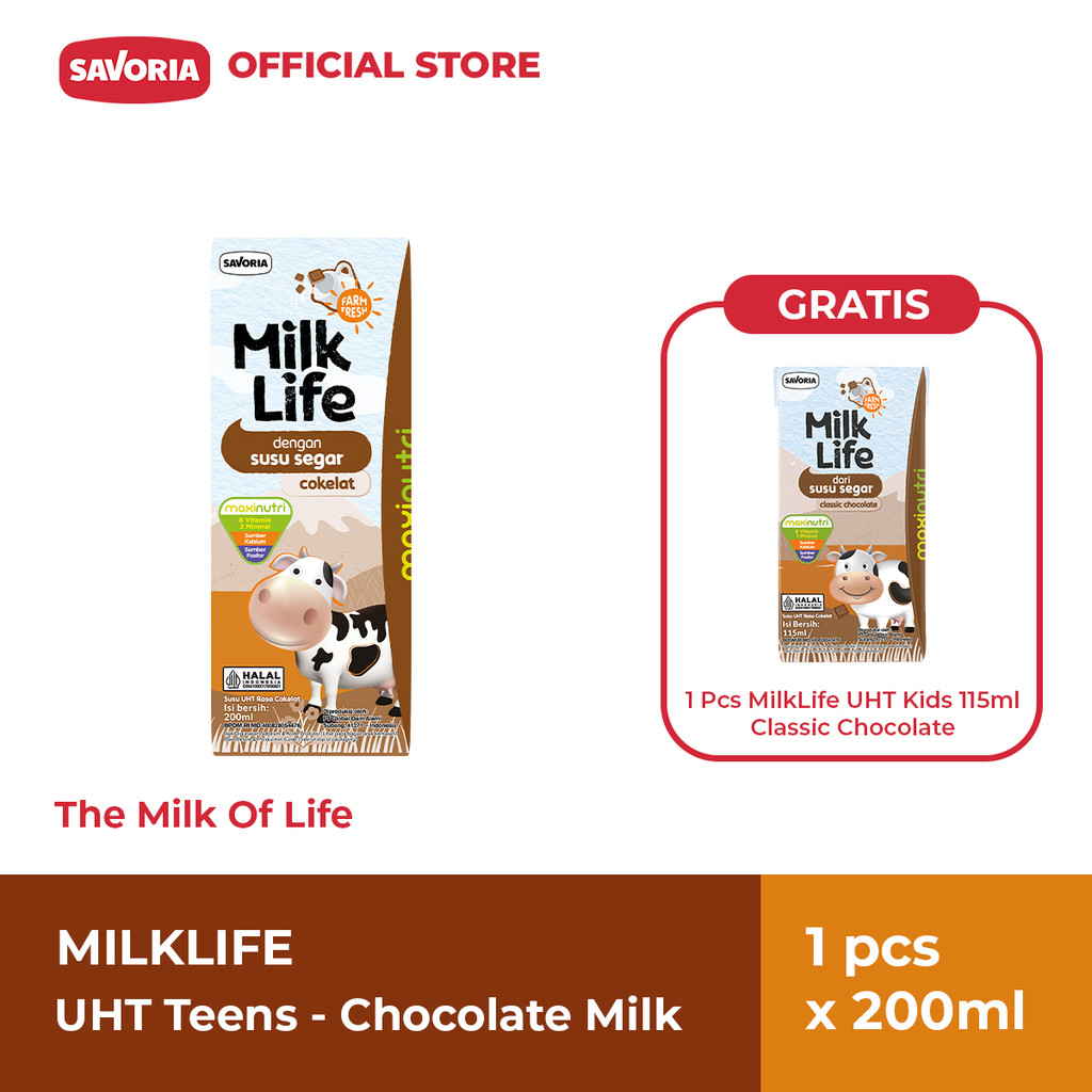 

MilkLife UHT Teens Chocolate Milk 200ml + MilkLife UHT Kids Classic Chocolate Milk 115ml