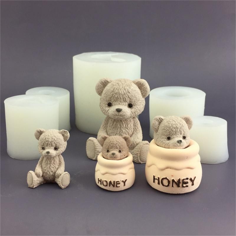 

Cute Bear Honey Jar Silicone Mold Aromatherapy Plaster Silicone Mold Pottery mould Candle Mold