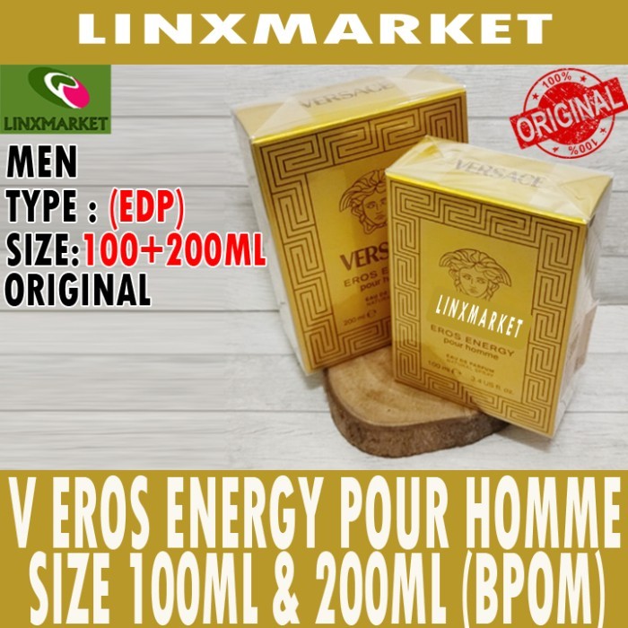 VERSACE EROS ENERGY POUR HOMME MEN EDP SIZE 100ML & BIG SIZE 200ML (BOX SEGEL+BPOM)