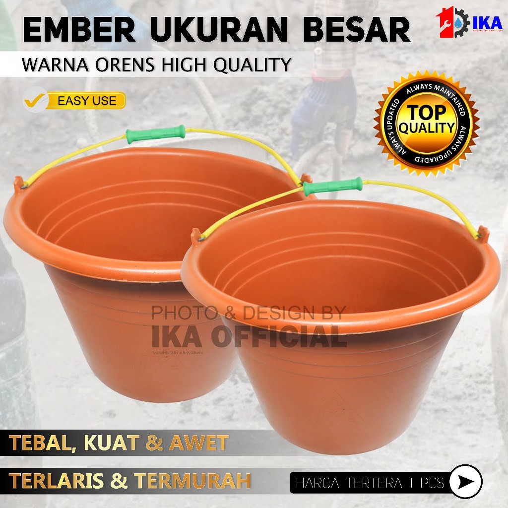 Ember Plastik WARNA JUMBO BESAR & KECIL ORANGE Ember Cor Anti Pecah | Ember Bangunan BESAR- HARGA PA