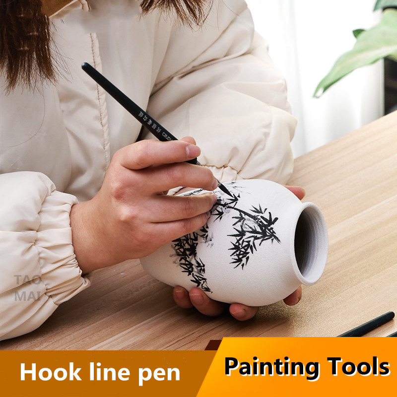 

1pcs Ceramic Art Painting Hook Line Brush Fine Wolf Hair Brush Fine Line Stroke Ceramic DIY Underglaze Painting Tool