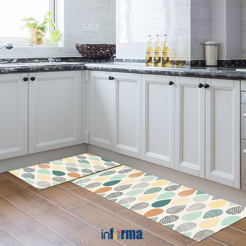 Informa Keset Dapur 45X75 cm Pvc Leaves Kitchen Mat Motif Keset Lantai Dapur Perlengkapan Rumah Tang