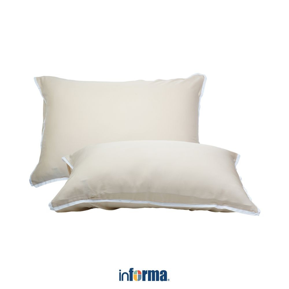 Informa Set 2 Pcs Sarung Bantal King Bamboo - Krem Sand Pillow Cover Pelindung Bantal Kasur