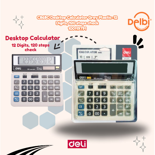 

deli 868 c calculator C868C Desktop Calculator Grey Plastic-12 Digits, 120 steps check