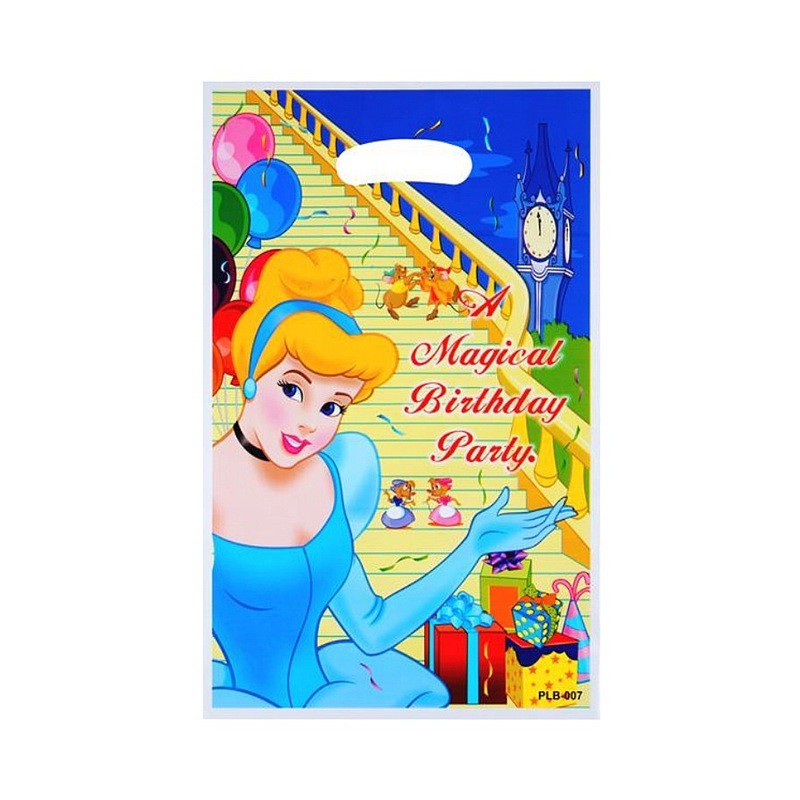 

10pcs/lot Cinderella Theme Girls Favors Birthday Event Party Gifts Loot Bag Cookie Candy Surprise Disposable Plastic Decorati