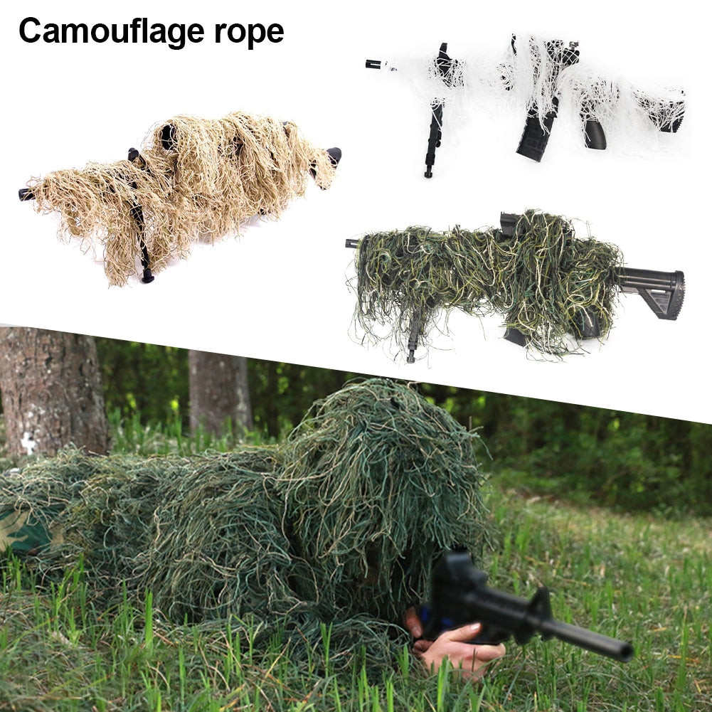 Tactical 3D Rifle Sniper Ghillie Cover for Hunting Ghillie Suit Woodland-Desert Camo Gun Wrap for Pa