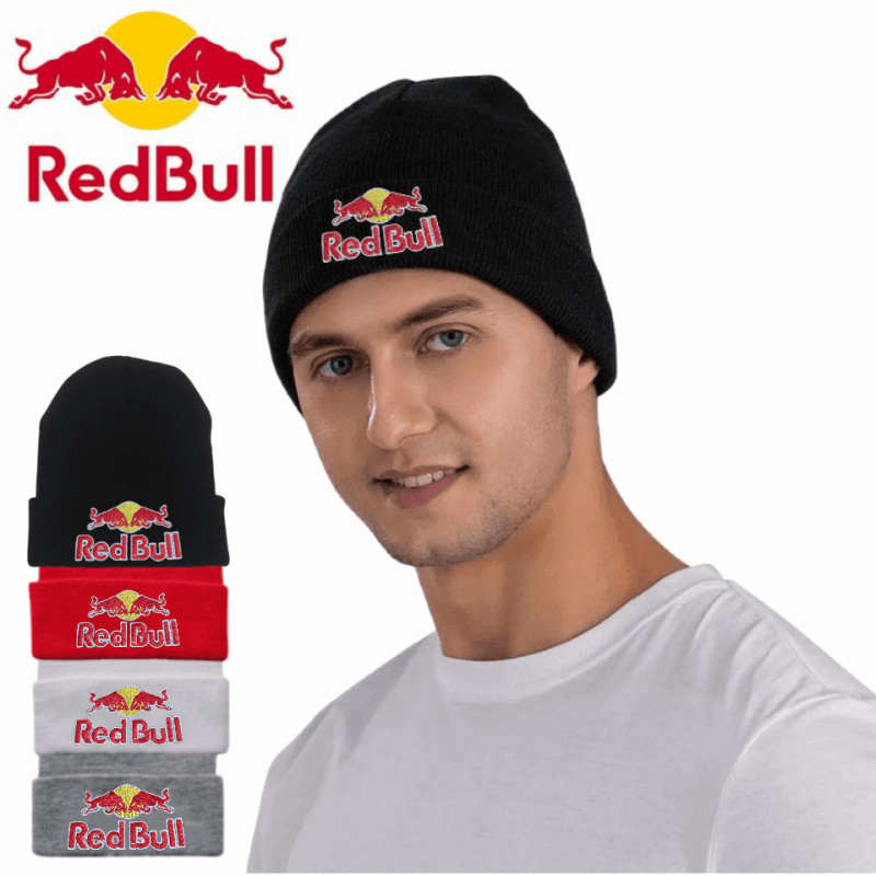1pc Fashionable Red Bull Hat Ear Protection Windproof Knit Beanie Hat Red Bull Pattern For Men And W
